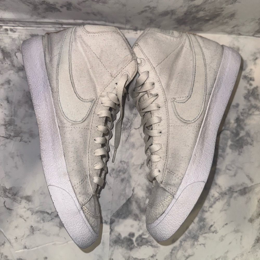 Preowned Nike Blazer Mid 77 Women 6.5 Indigo Trainers white blue floral project - Picture 10 of 11